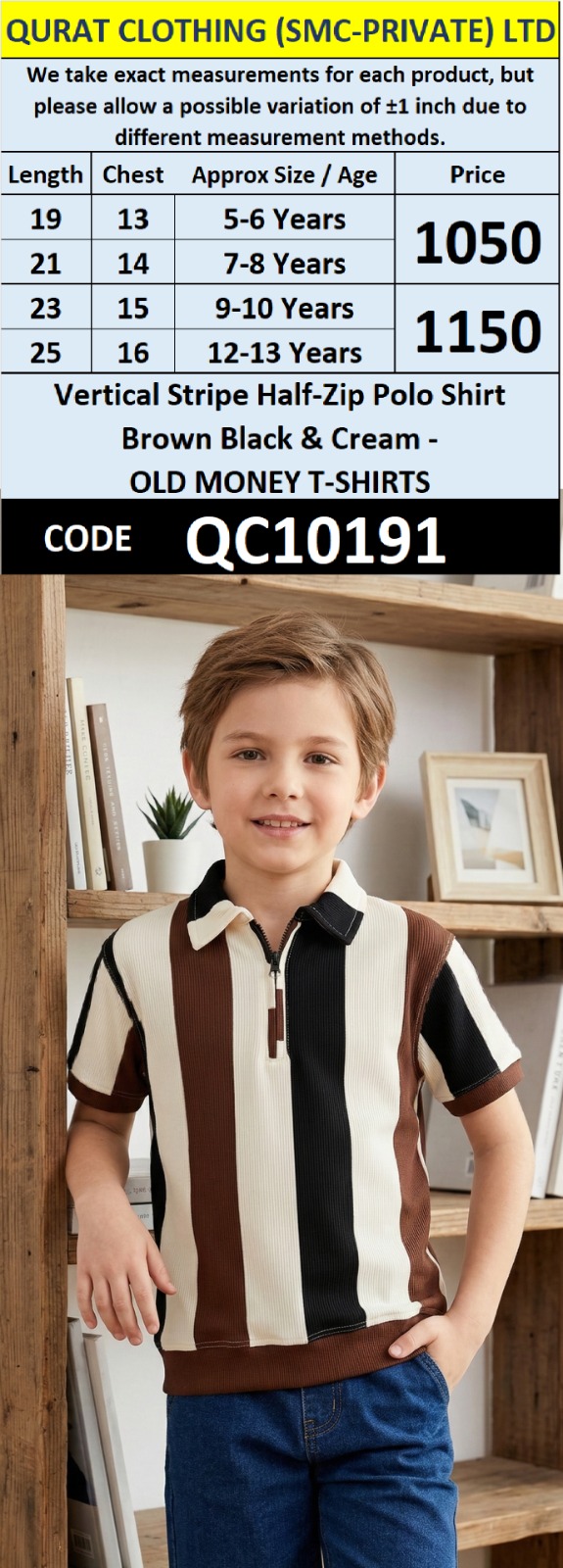 Vertical Stripe Half-Zip Polo Shirt Brown Black & Cream – OLD MONEY T-SHIRTS QC10191