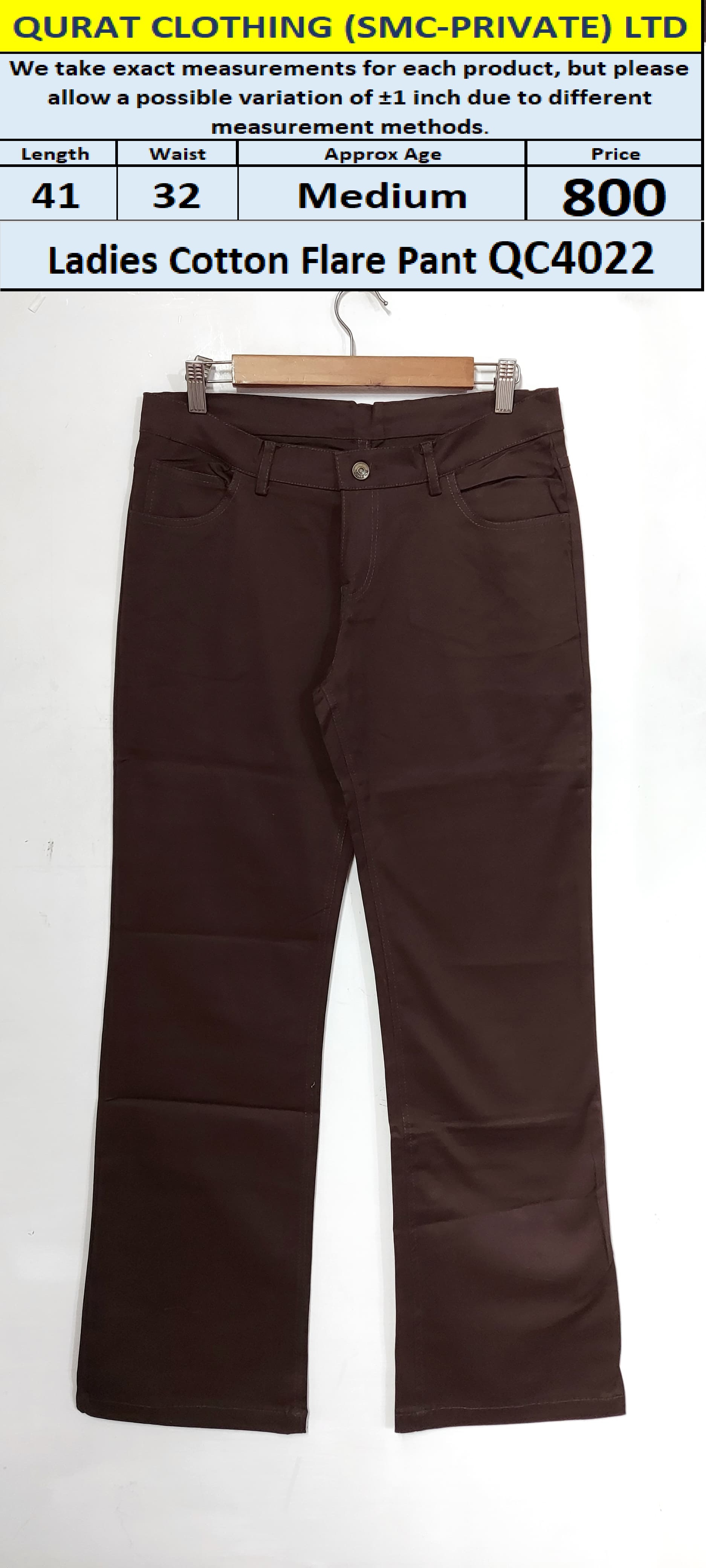 Ladies Cotton Flare Pant QC4022