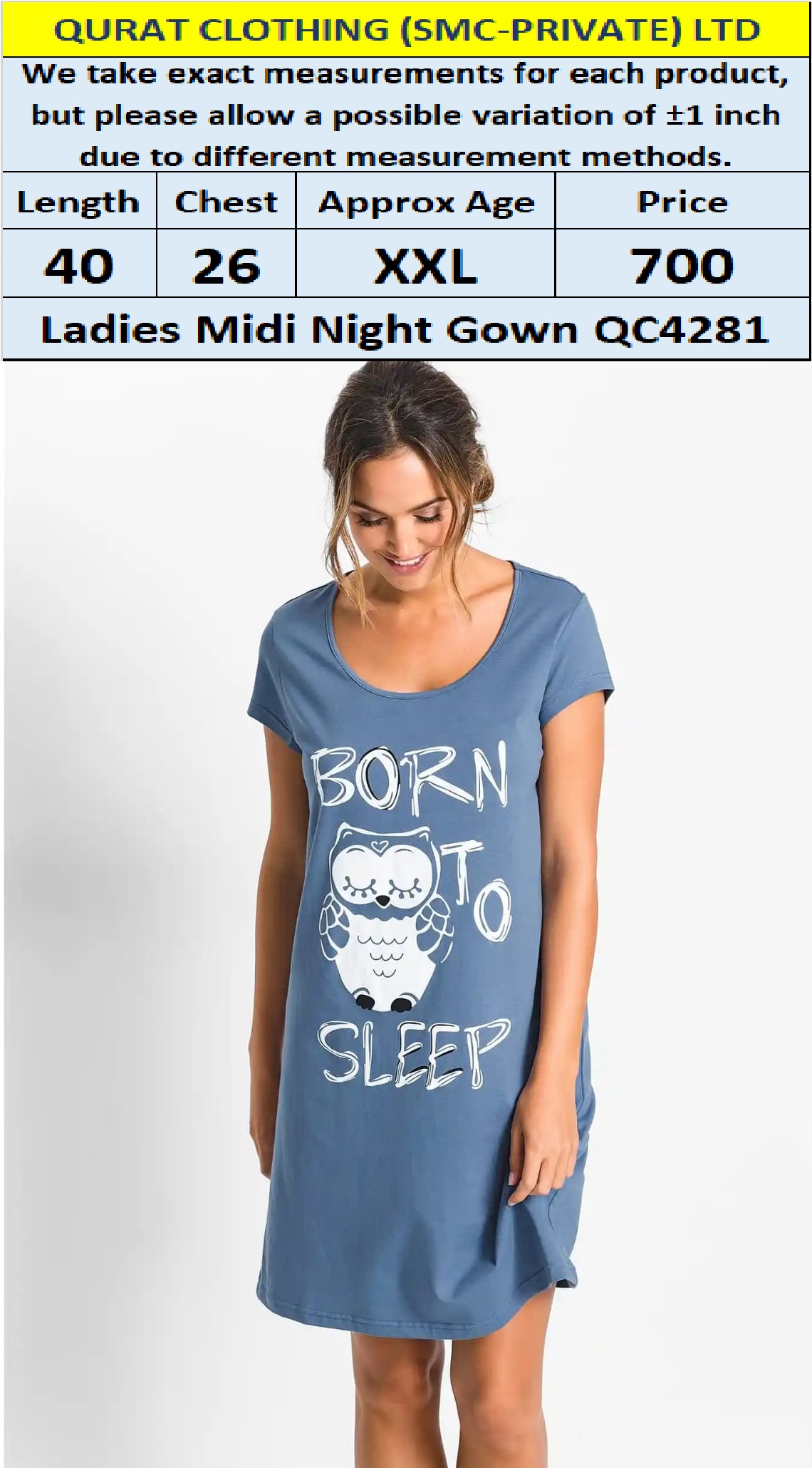 Branded Export Midi Nightgown QC4281