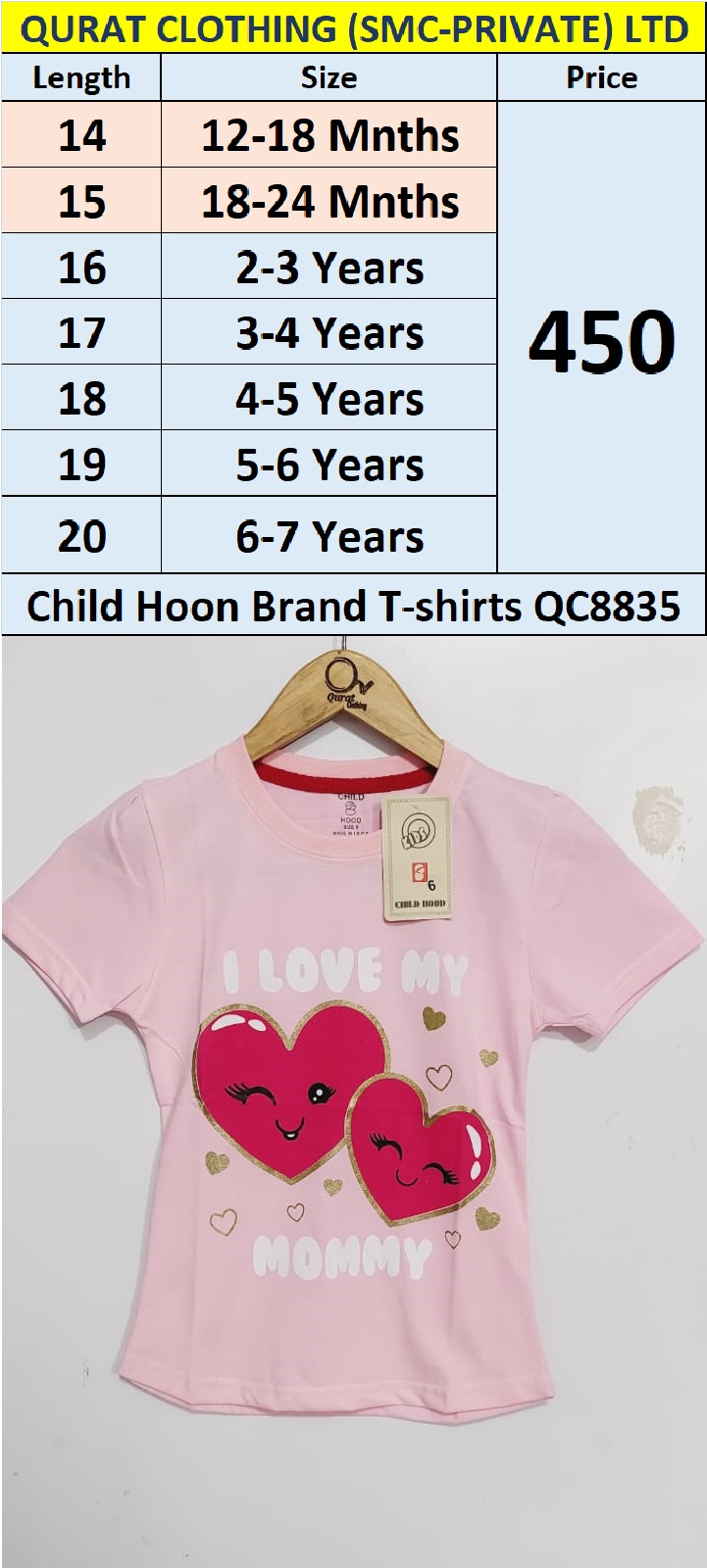 Child Hood Brand Girls T-Shirt QC8835 