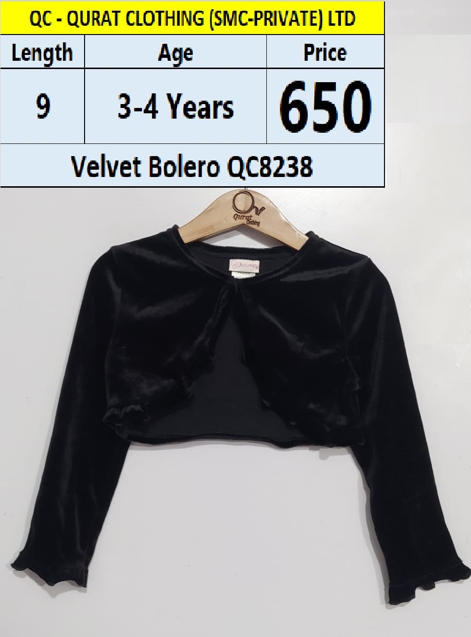 Branded Velvet Bolero QC8238