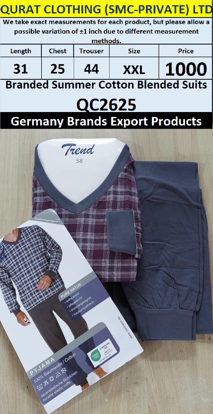 International Brands Summer Cotton Blended Suits Export Germany QC2625