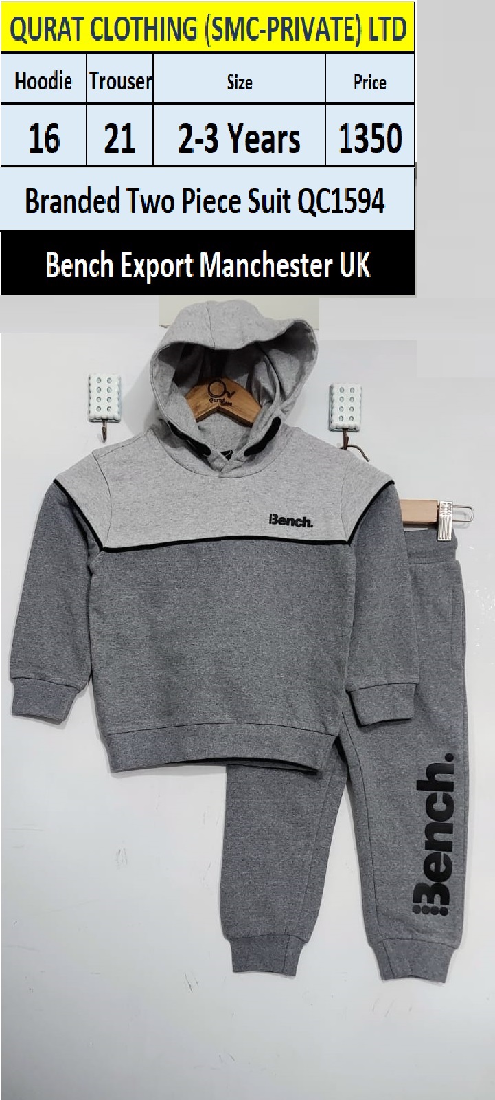 Bench Brand Grey Track Suits QC1594, Export Manchester UK