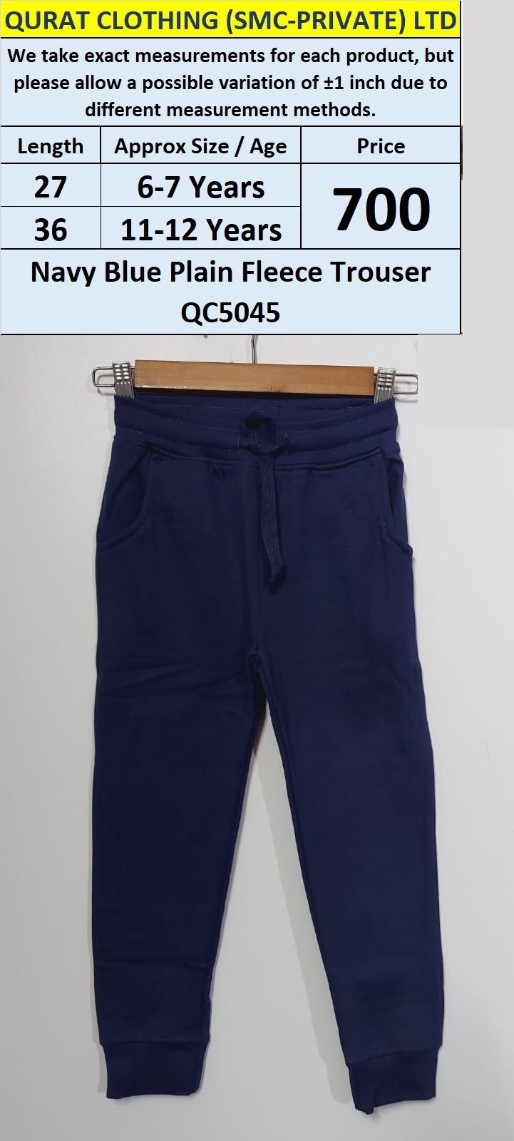 Navy Blue Plain Fleece Trouser QC5045