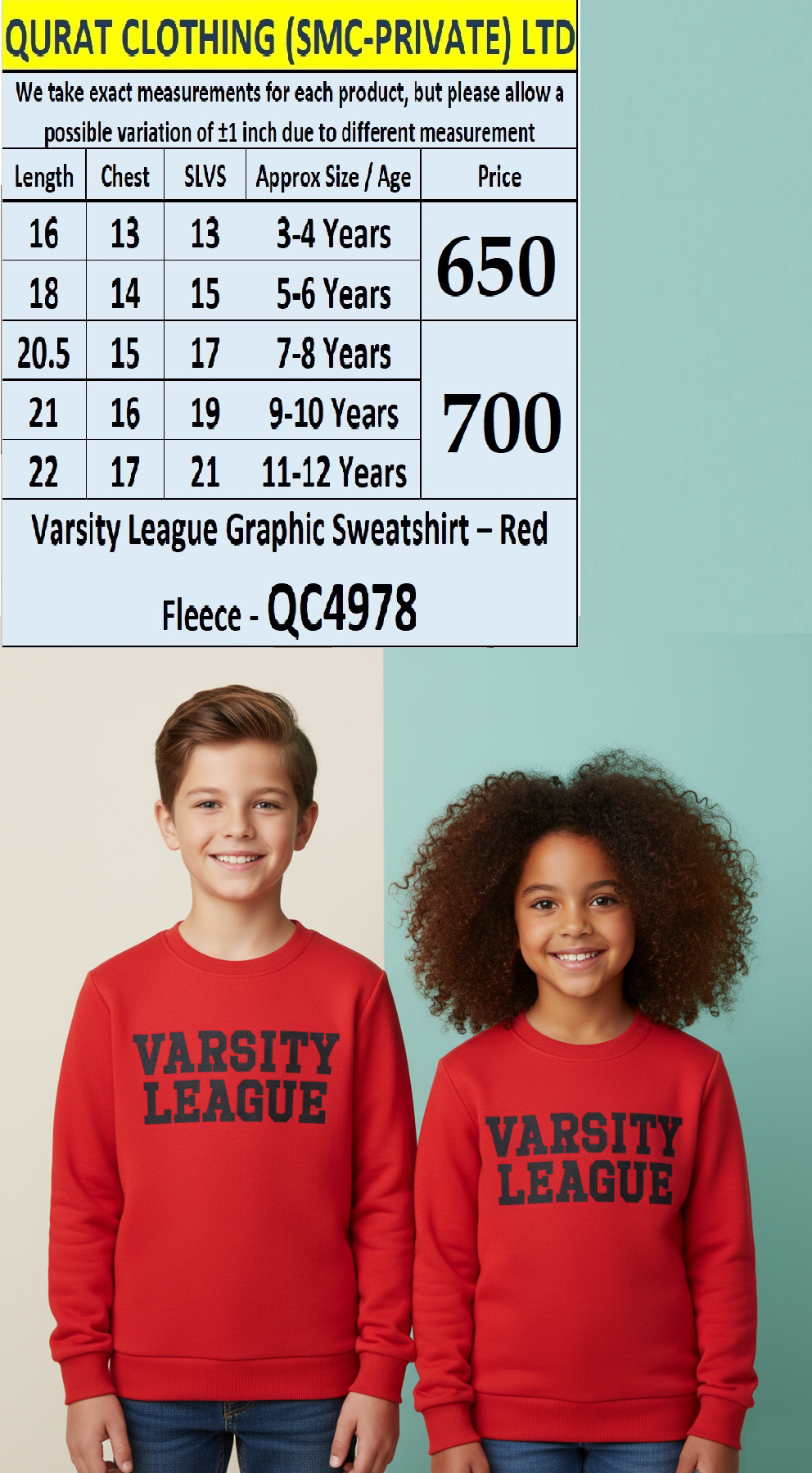 Varsity League Graphic Red Fleece Sweatshirt QC4978 – Export Quality Kidswear