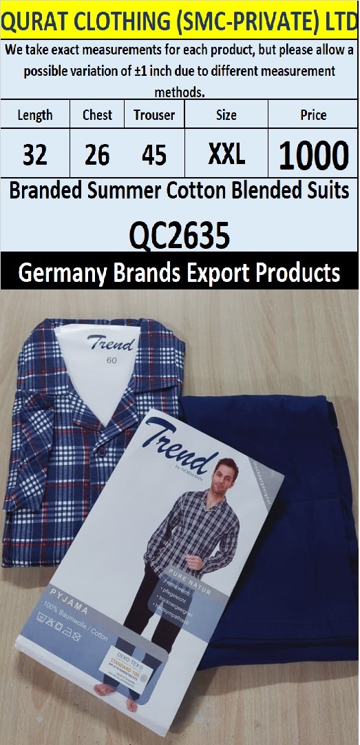 International Brands Summer Cotton Blended Suits Export Germany QC2635