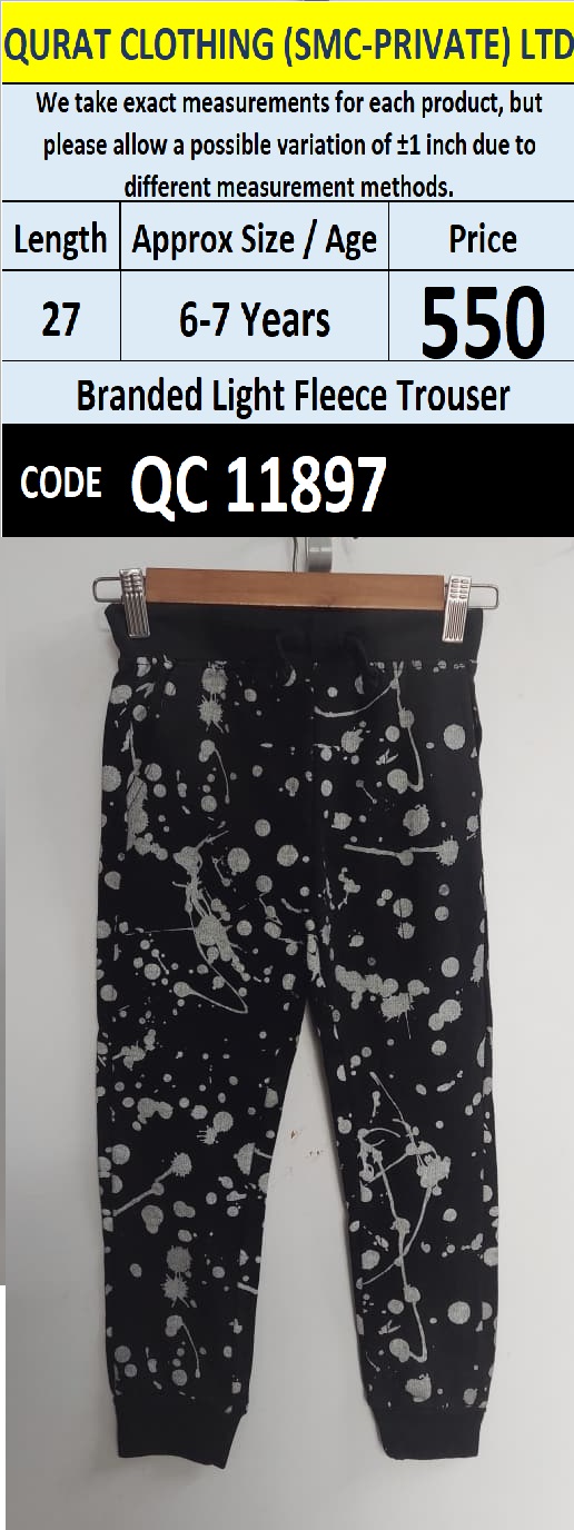 Branded Black and Grey Light fleece Splatter Print Cuffed Jogger Trousers — QC11897