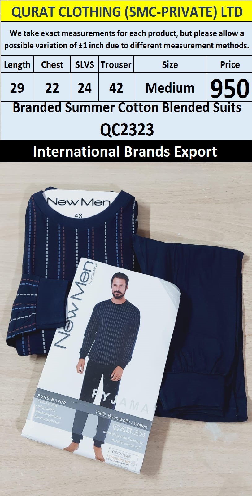 International Brands Summer Cotton Blended Suits Export Germany QC2323