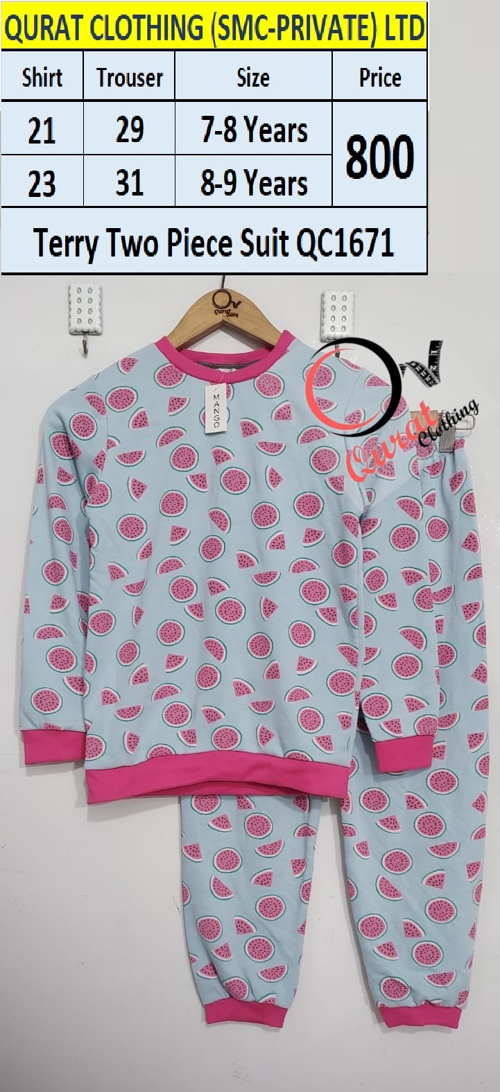 Watermelon Print Terry Two Piece Suit QC1671