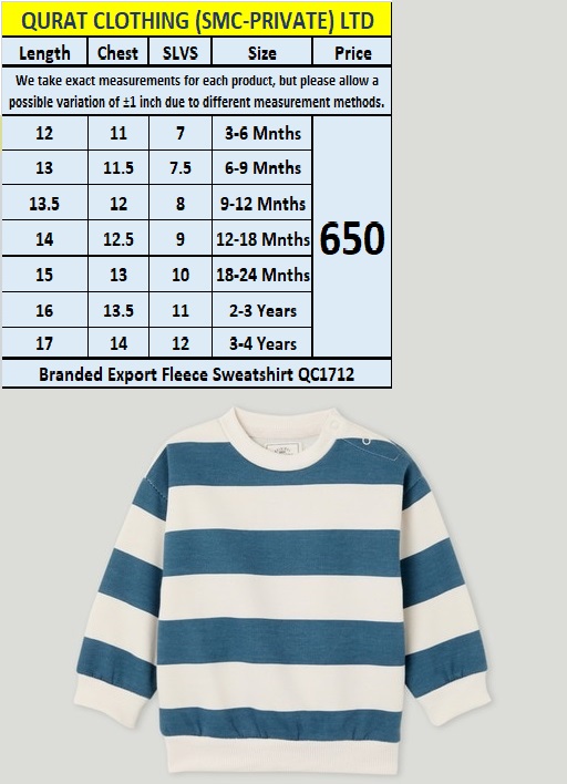 Branded Export Fleece Blue Stripes Sweatshirt QC1712 | Qurat Clothing