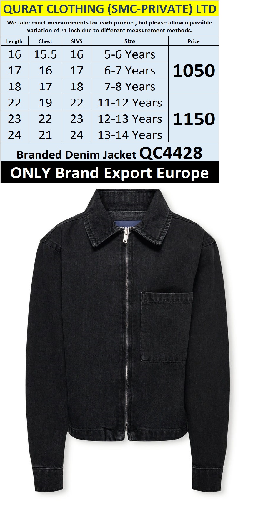 ONLY Brand Denim Jacket Export Europe - QC4428