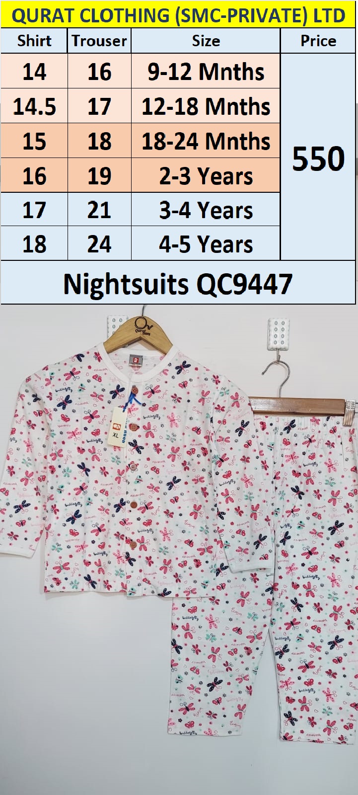 Front Open Butterflies Prints Night Suits QC9447