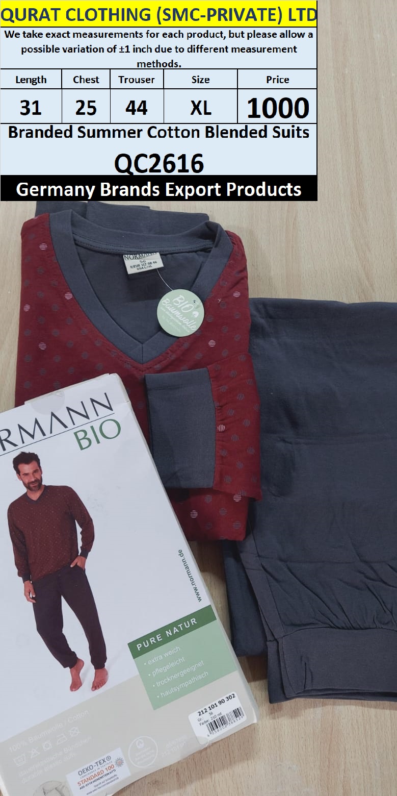 International Brands Summer Cotton Blended Suits Export Germany QC2616