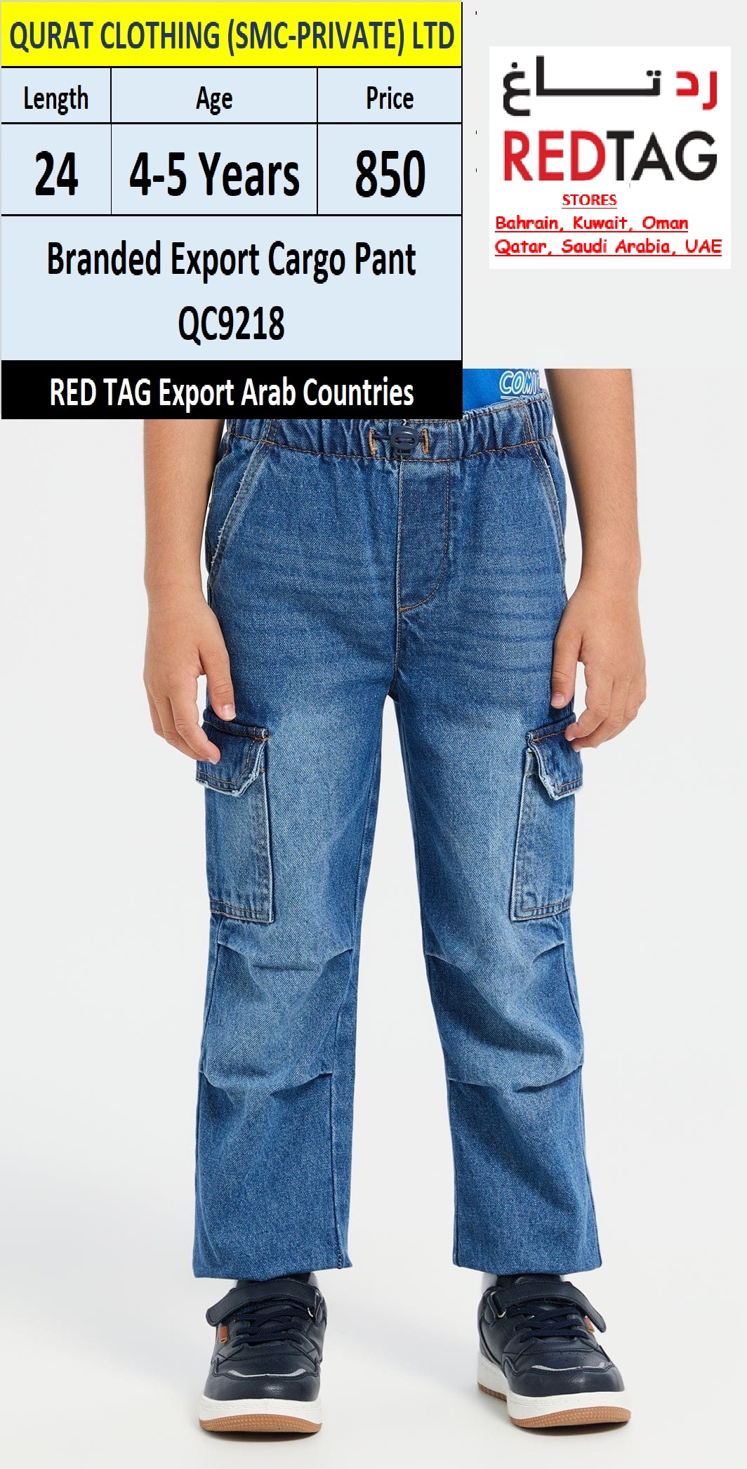 RED TAG Fashion Branded Cargo Pant QC9218 Export Arab Countries