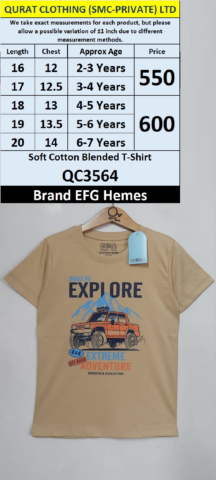 EFG Hemes Brand Soft Cotton Blended T-shirts QC3564