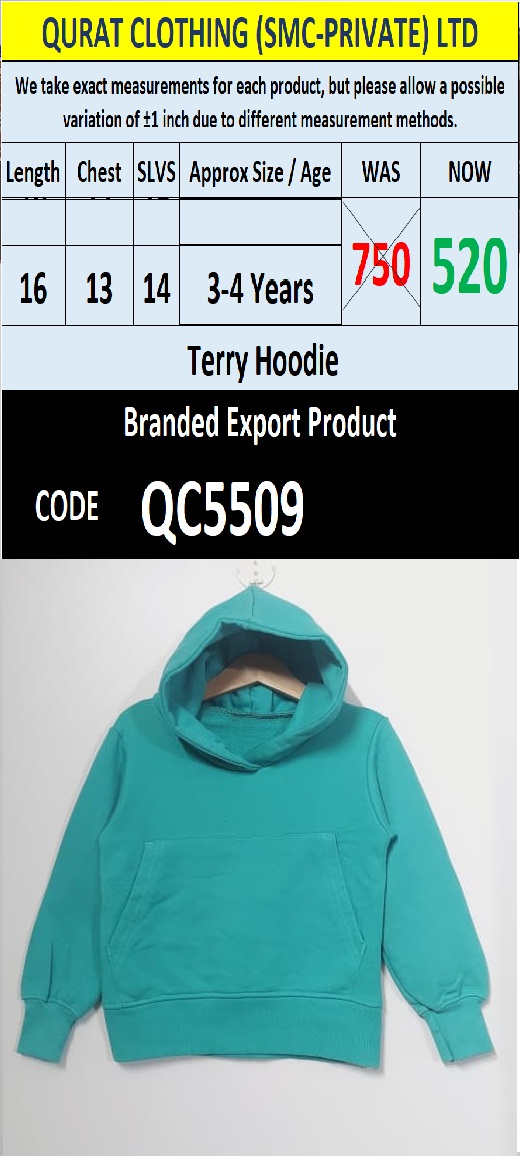 Branded Terry Hoodie Export Product - QC5509