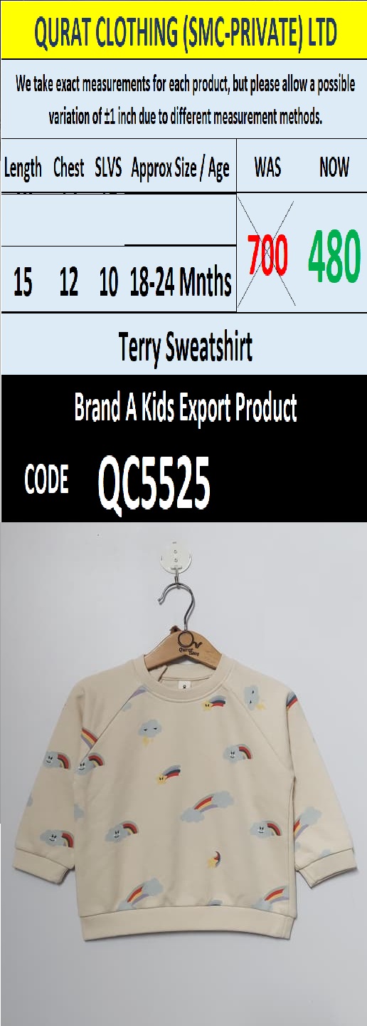 A Kids Brand Terry Sweatshirt Export - QC5525