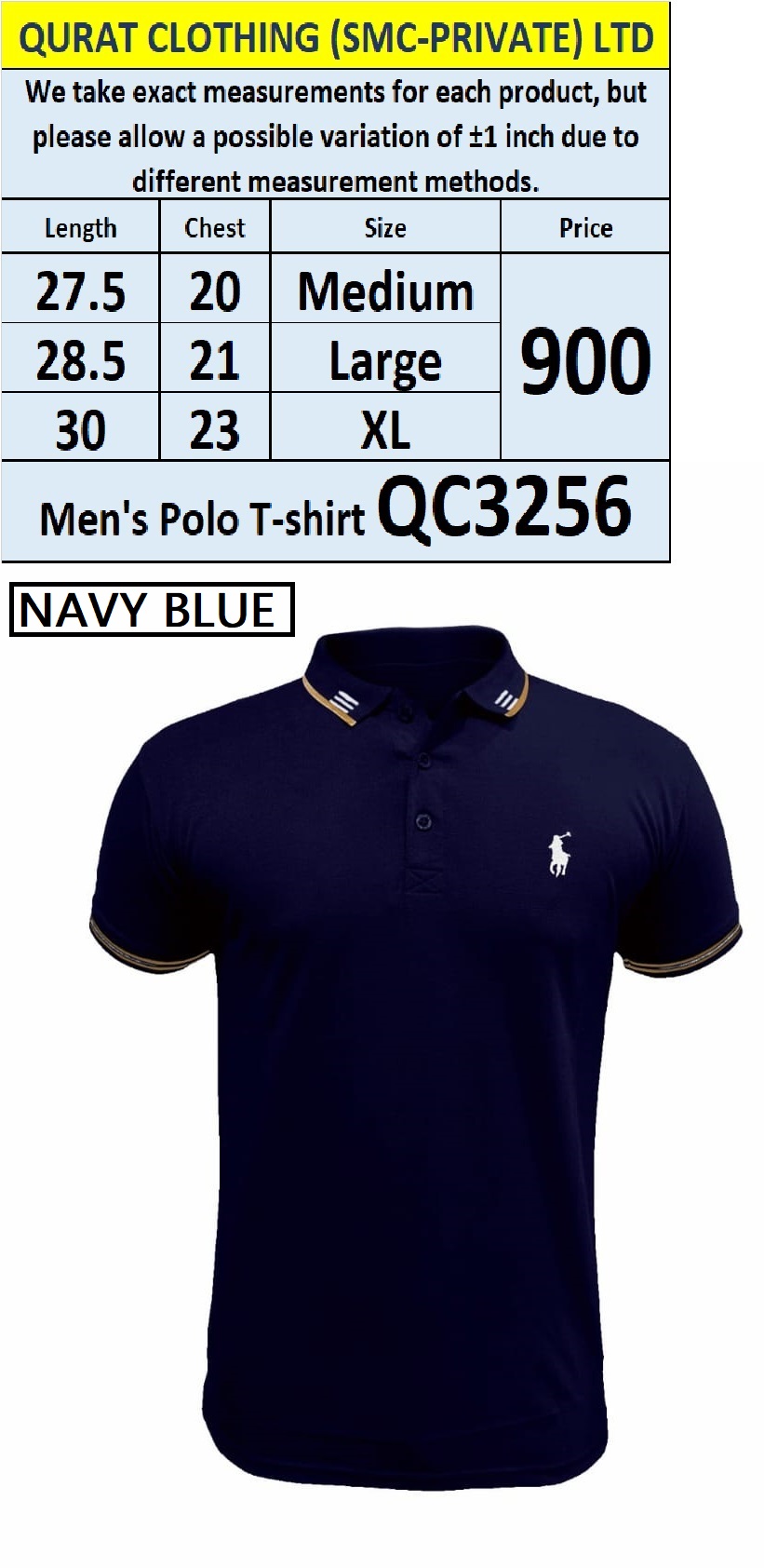 Navy Blue Men's Polo T-shirt QC3256