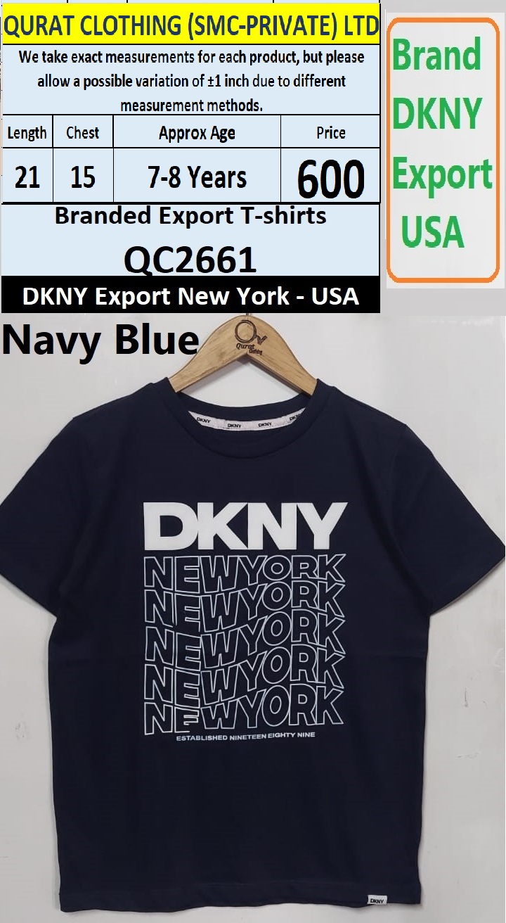 DKNY Brand Navy Blue T-shirt QC2661 Export New York - USA