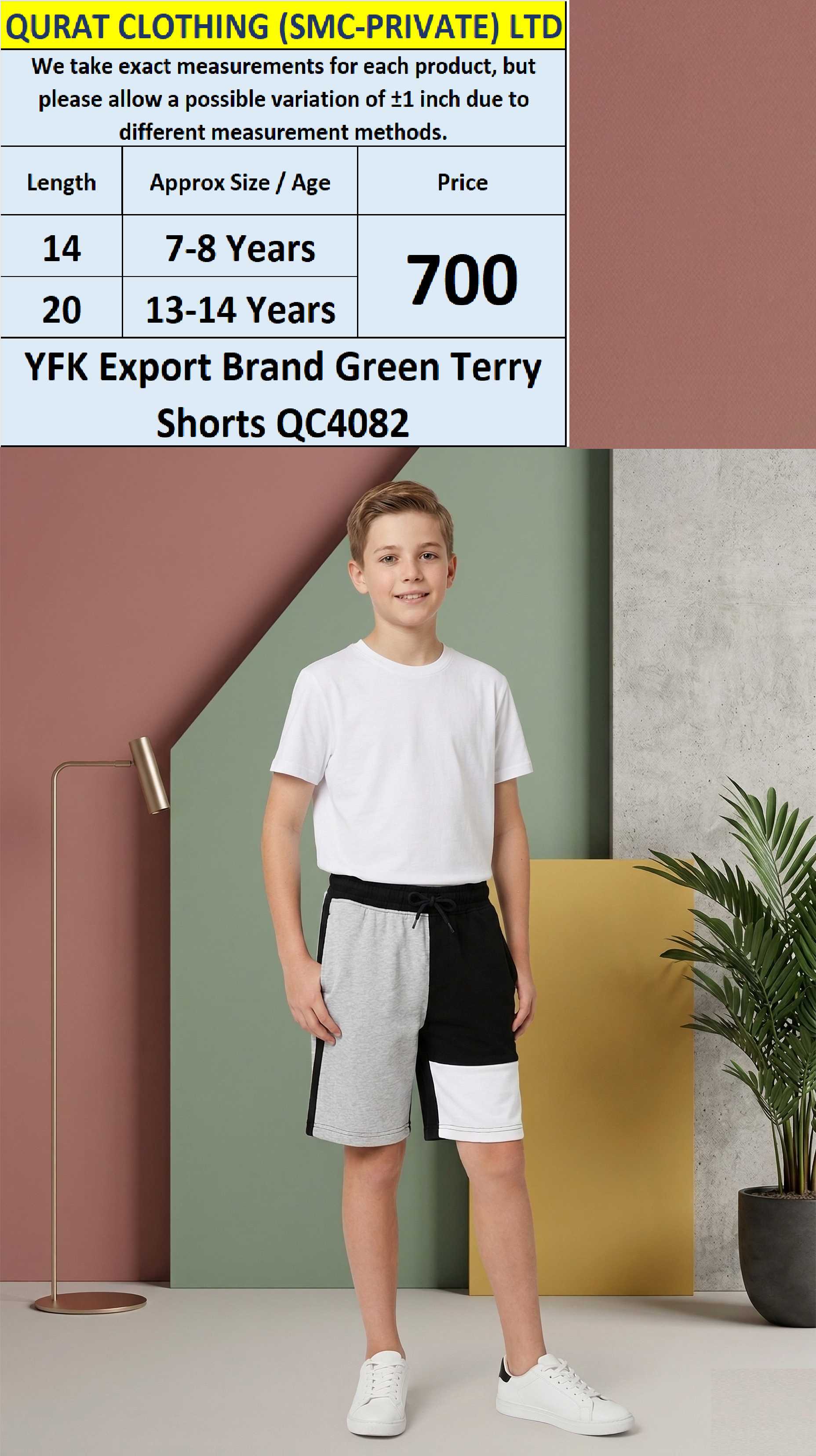 YFK Brand Grey & Black Terry Shorts QC4082