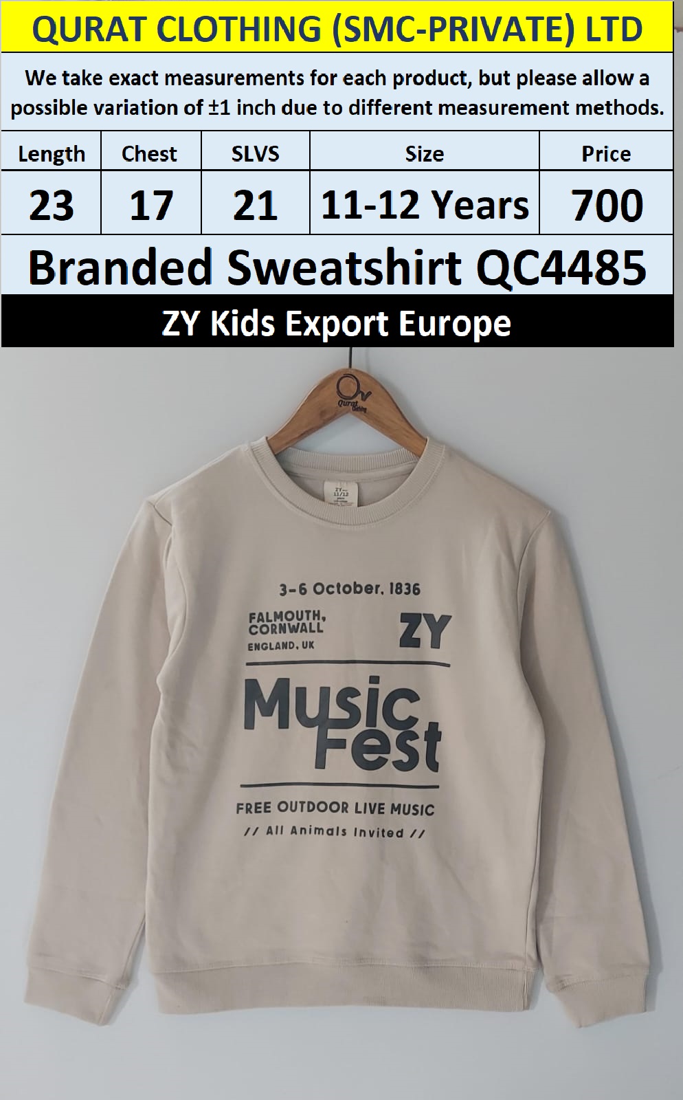 MO Clothing Brand Sweatshirt Export Dão Lafões, Portugal - QC4485
