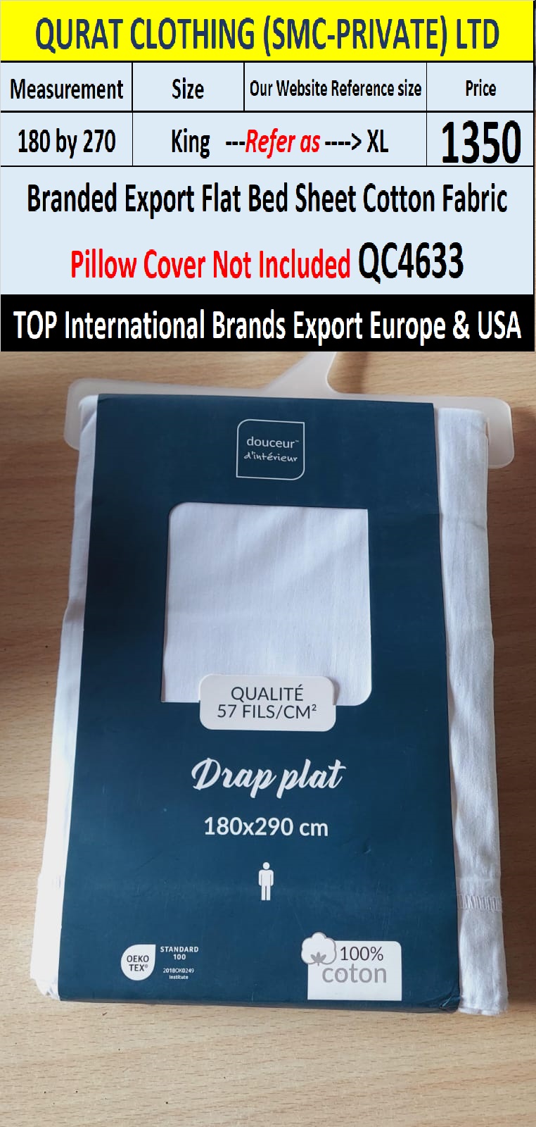 Top Intl Brand Flat Cotton Bed Sheet QC4633 Export Europe & USA