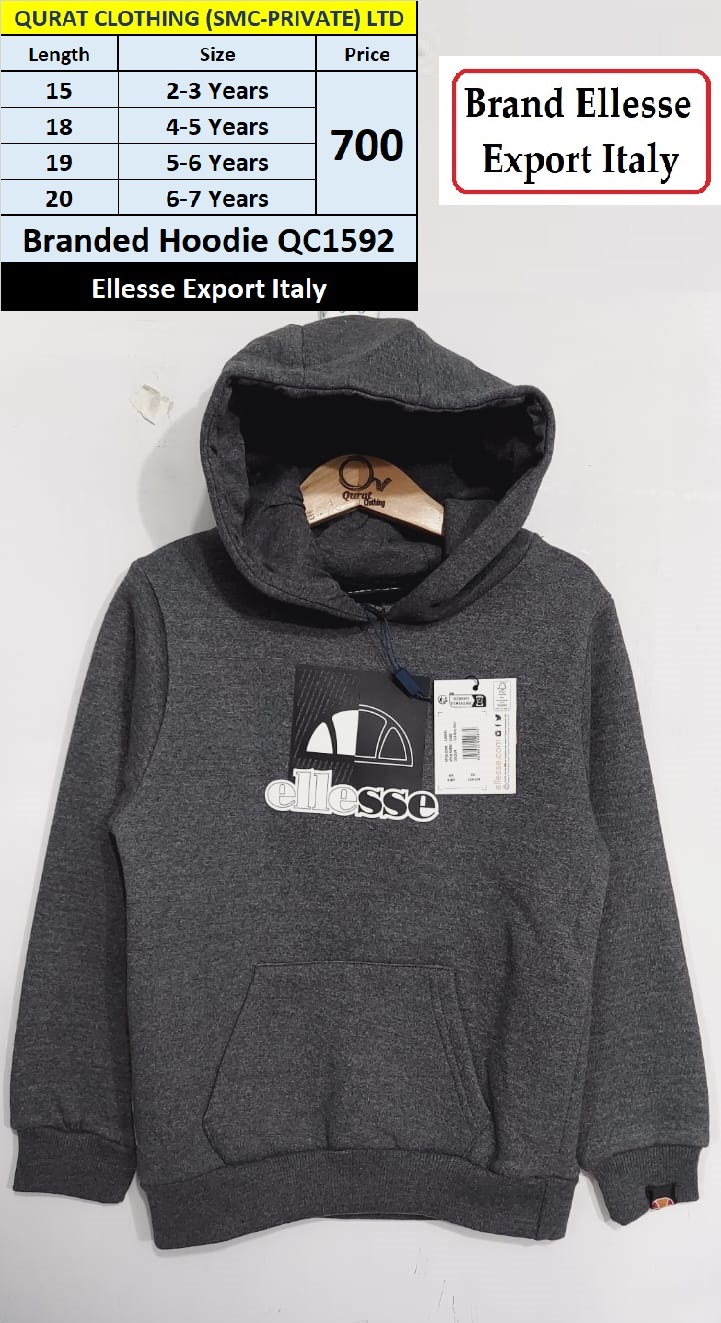 Ellesse Brand Grey Hoodie QC1592, Export Italy