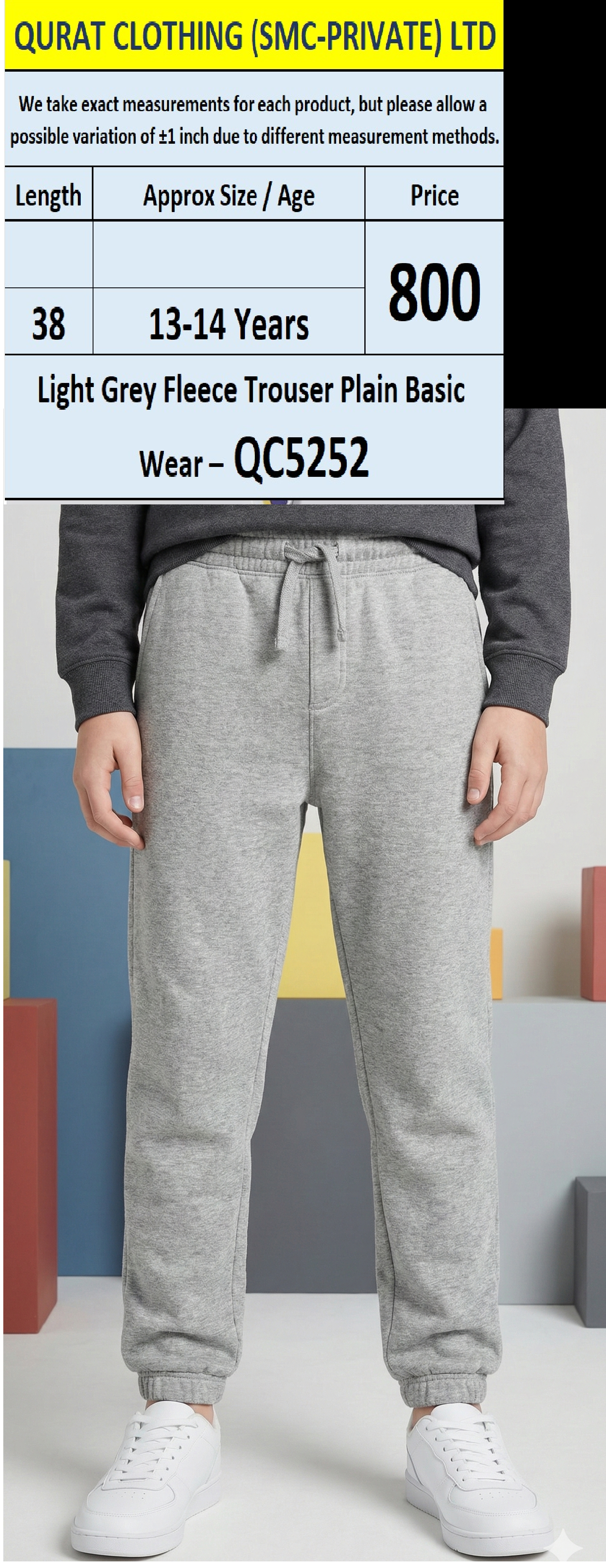 Light Grey Fleece Trouser Plain Basic Wear – QC5252