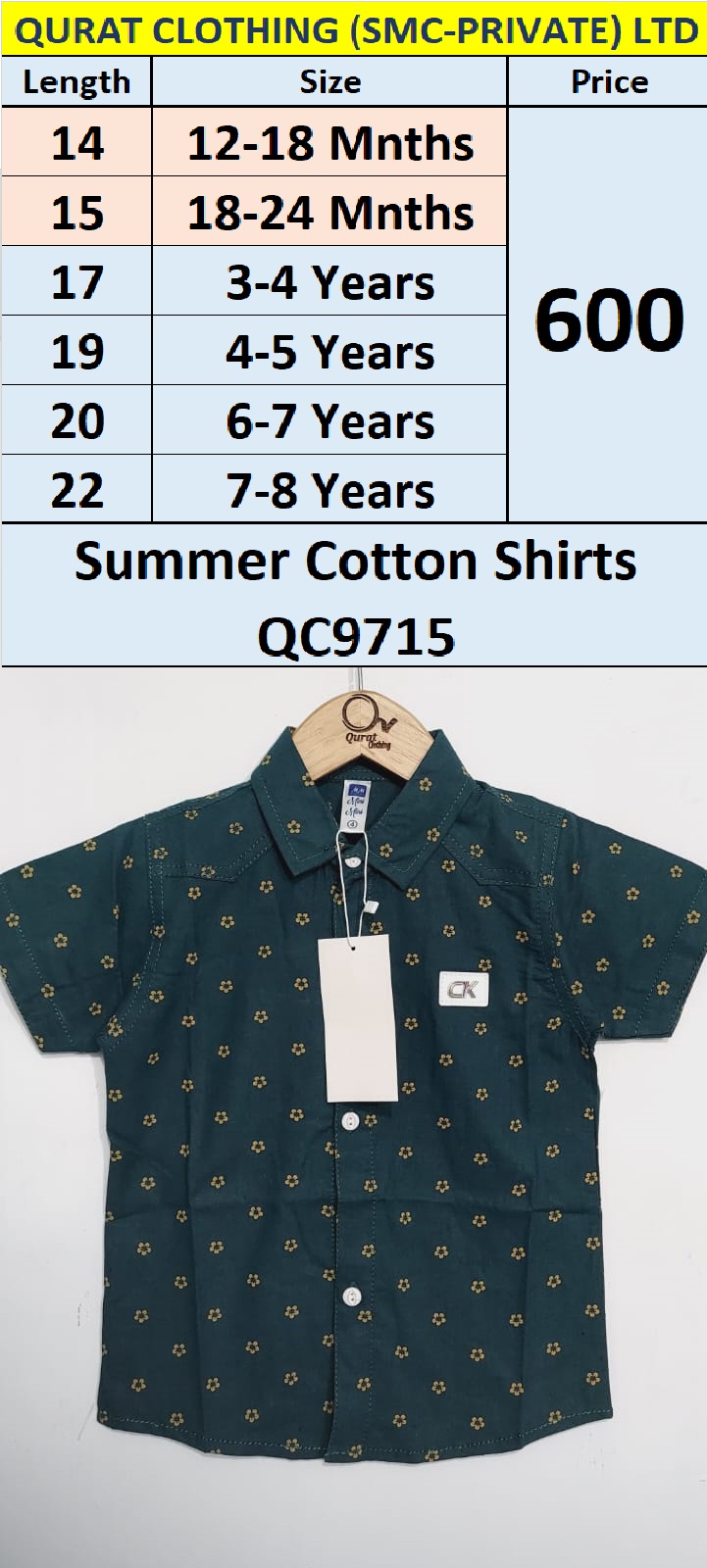 Green Printed Summer Cotton Shirts QC9715