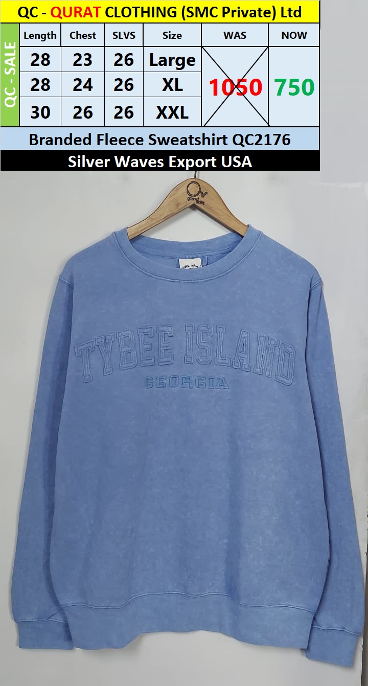 Silver Waves Brand Tybee Island Fleece Sweatshirt QC2176 Export USA
