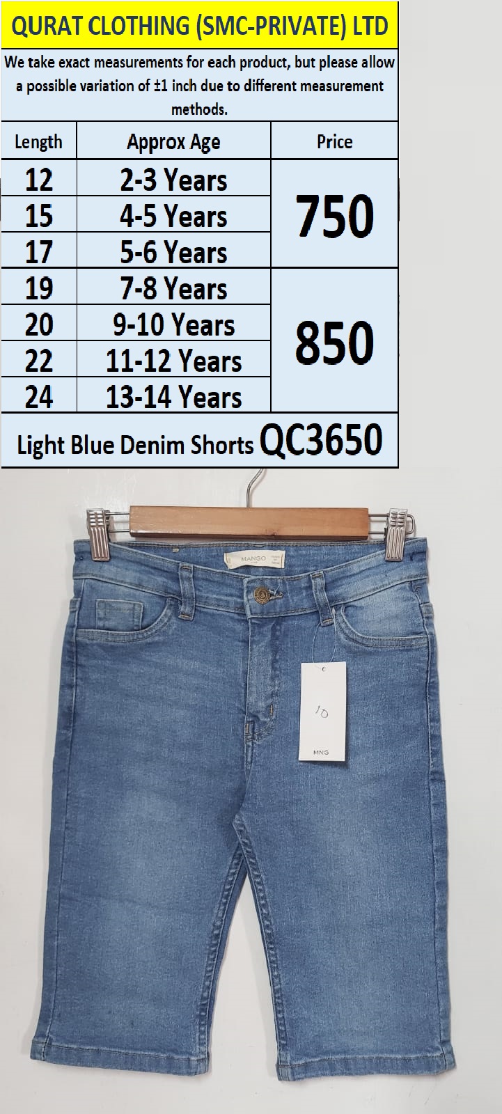 Light Blue Denim Shorts QC3650