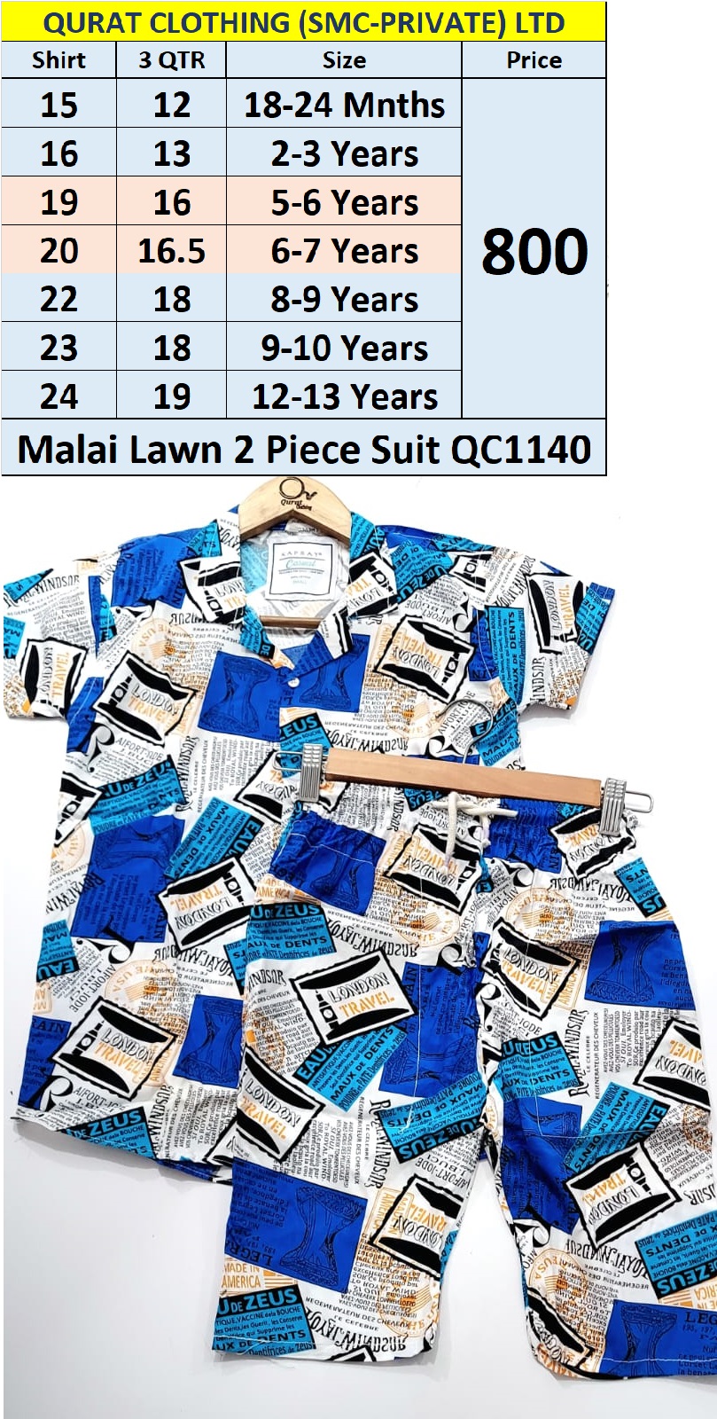 Travel London Trending Malai Lawn Fashion 2 Piece Suits QC1140