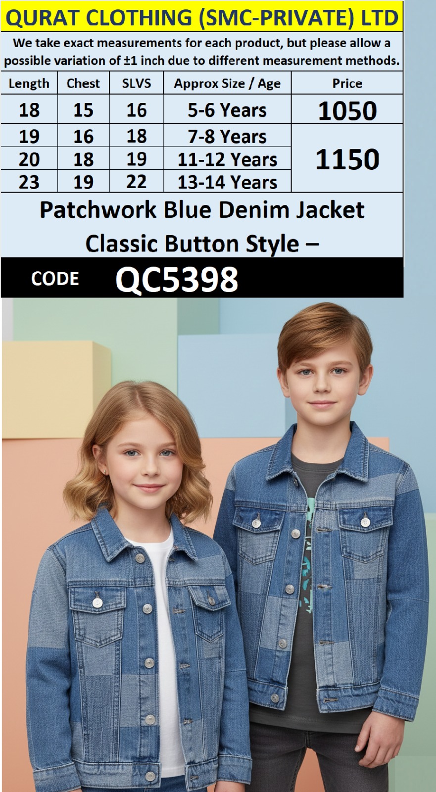 Patchwork Blue Denim Jacket Classic Button Style | QC5398