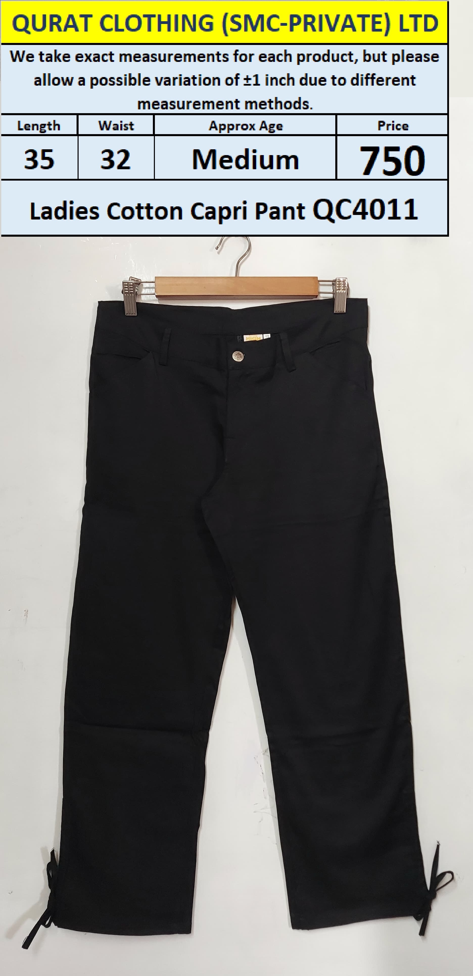 Ladies Cotton Capri Pant QC4011