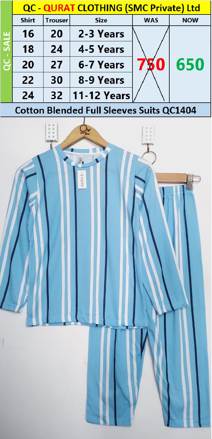 Blue & white Stripes Cotton Blended Suit QC1404