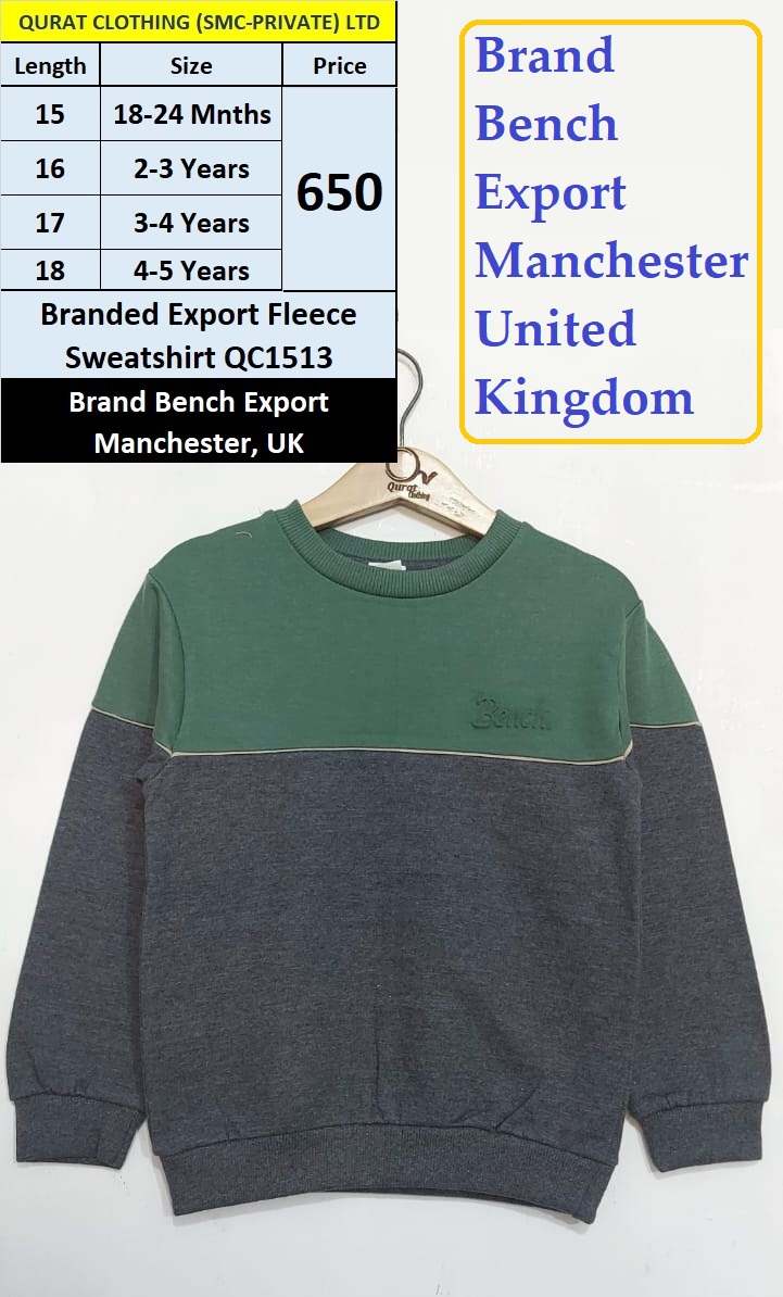 Bench Brand Fleece Sweatshirt QC1513 Export Manchester United Kingdom