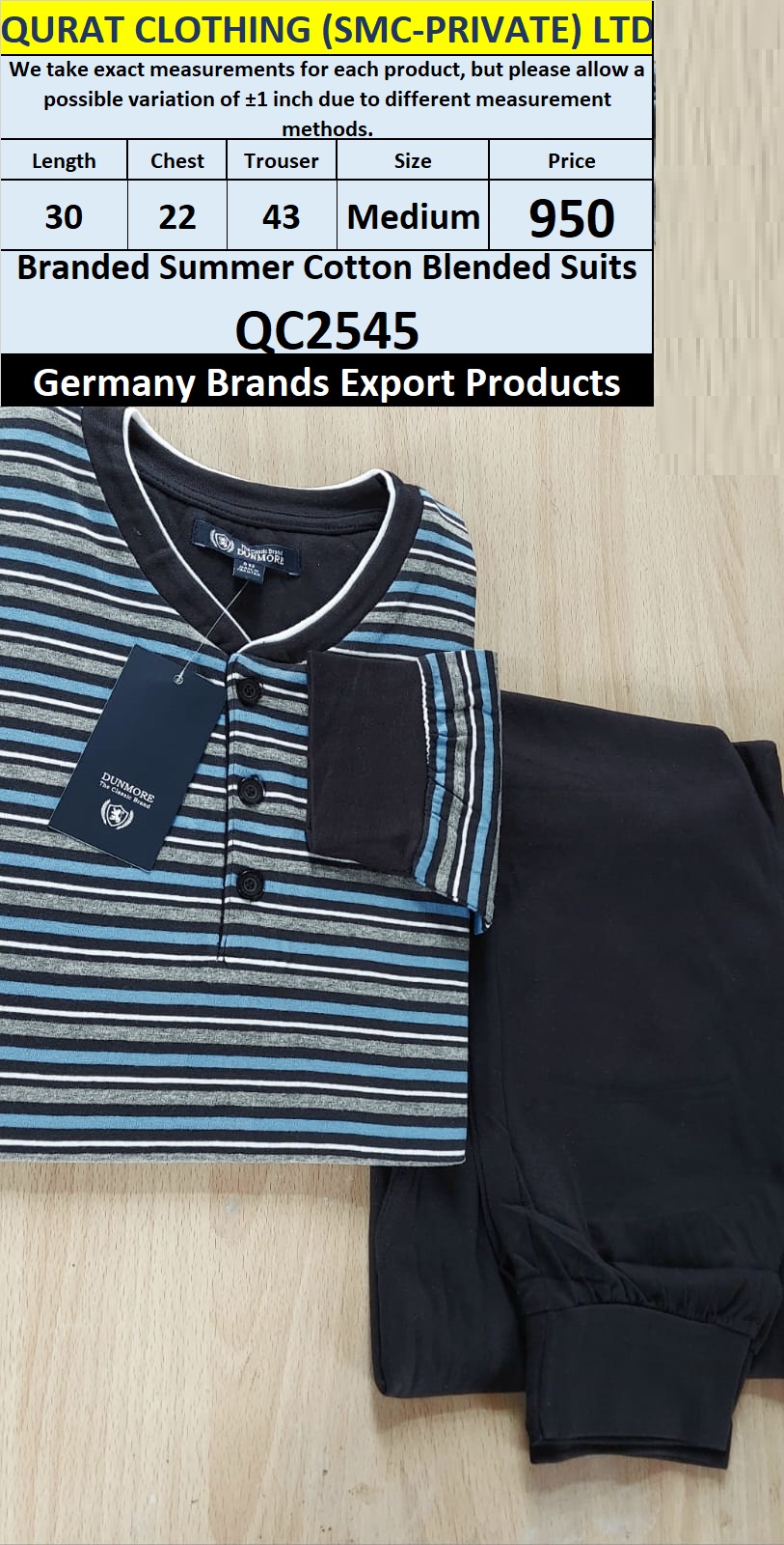 International Brands Summer Cotton Blended Suits Export Germany QC2545