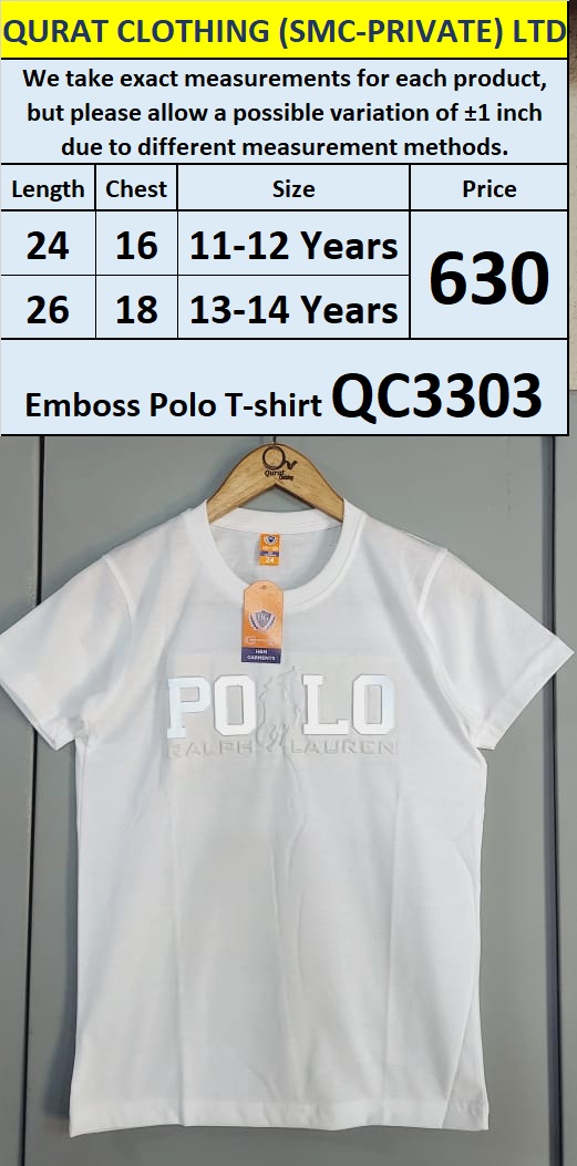 White Emboss Polo T-shirt QC3303