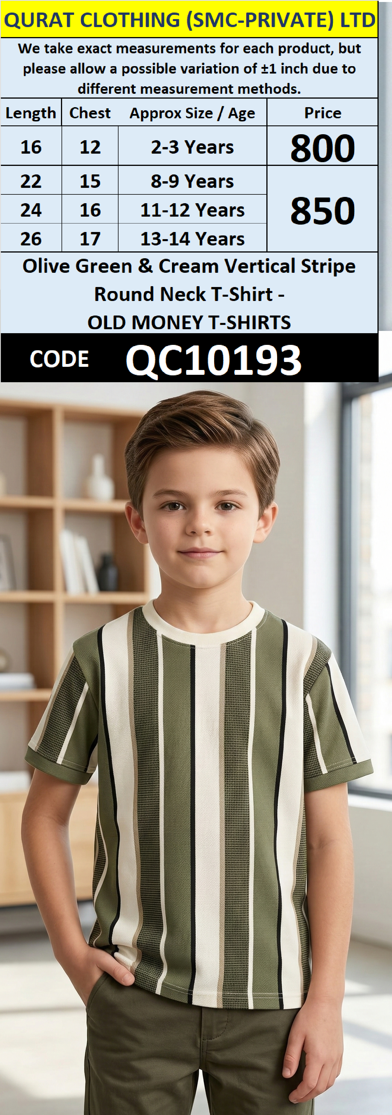Olive Green & Cream Vertical Stripe Round Neck T-Shirt – OLD MONEY T-SHIRTS – QC10193