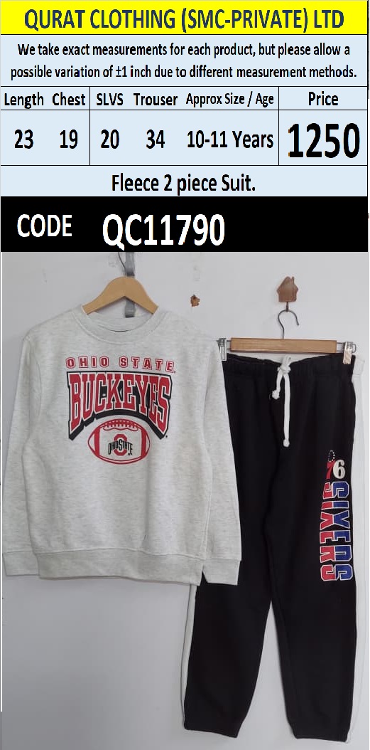 Grey and Black Fleece 2 Piece Suit with Ohio State Buckeyes and Sixers Print — QC11790
