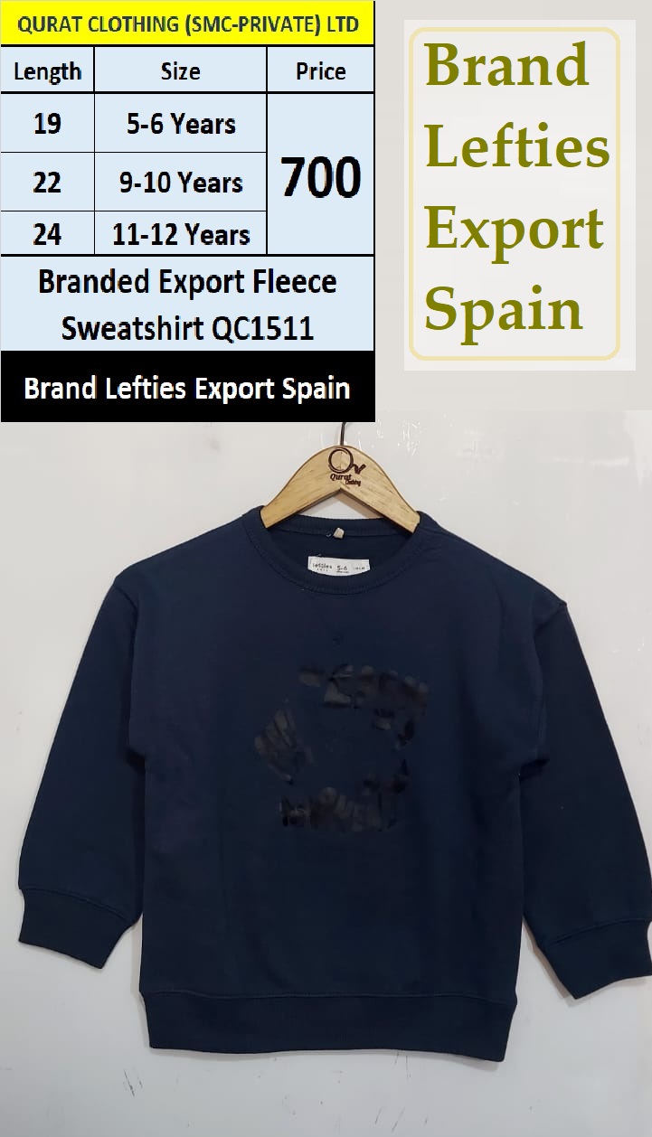 Lefties Brand Blue Feel Each Movement Fleece Sweatshirt QC1511 Export Spain