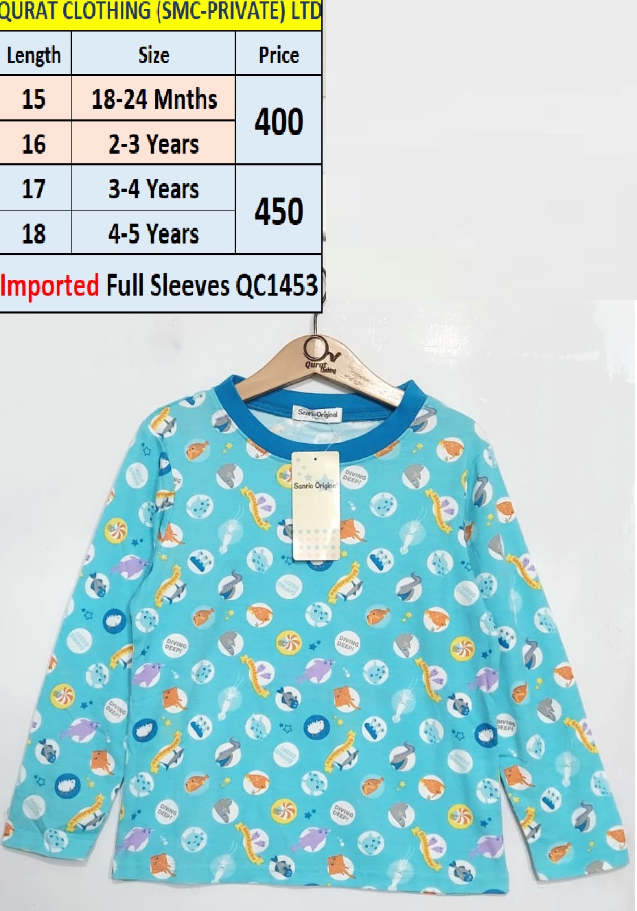 Imported Full Sleeves Sea Creatures Print T-shirt QC1453