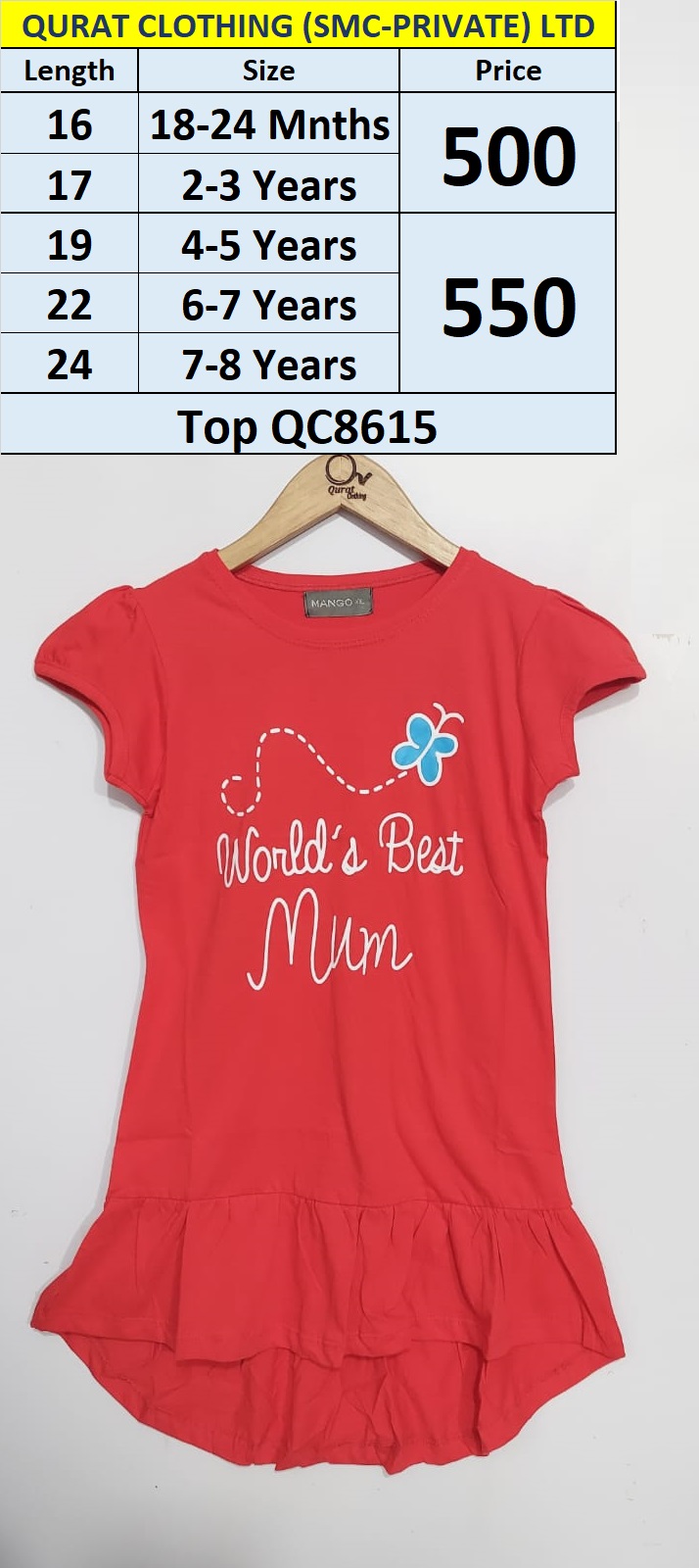 Red World's Best Mum Print Top QC8615 (PD)