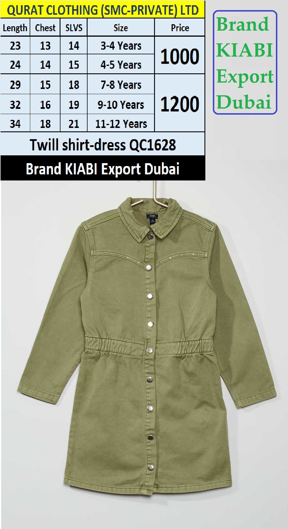 KIABI Brand Twill Dress / Coat QC1628 Export Dubai