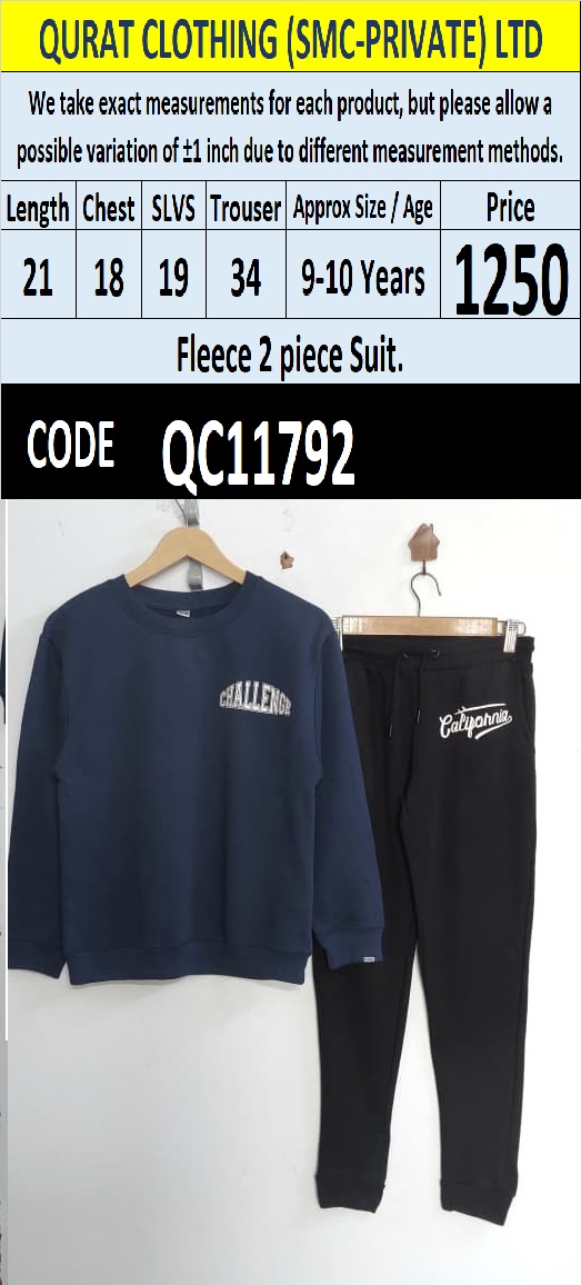 Navy Blue and Black Fleece 2 Piece Suit with Challenge and California Print — QC11792