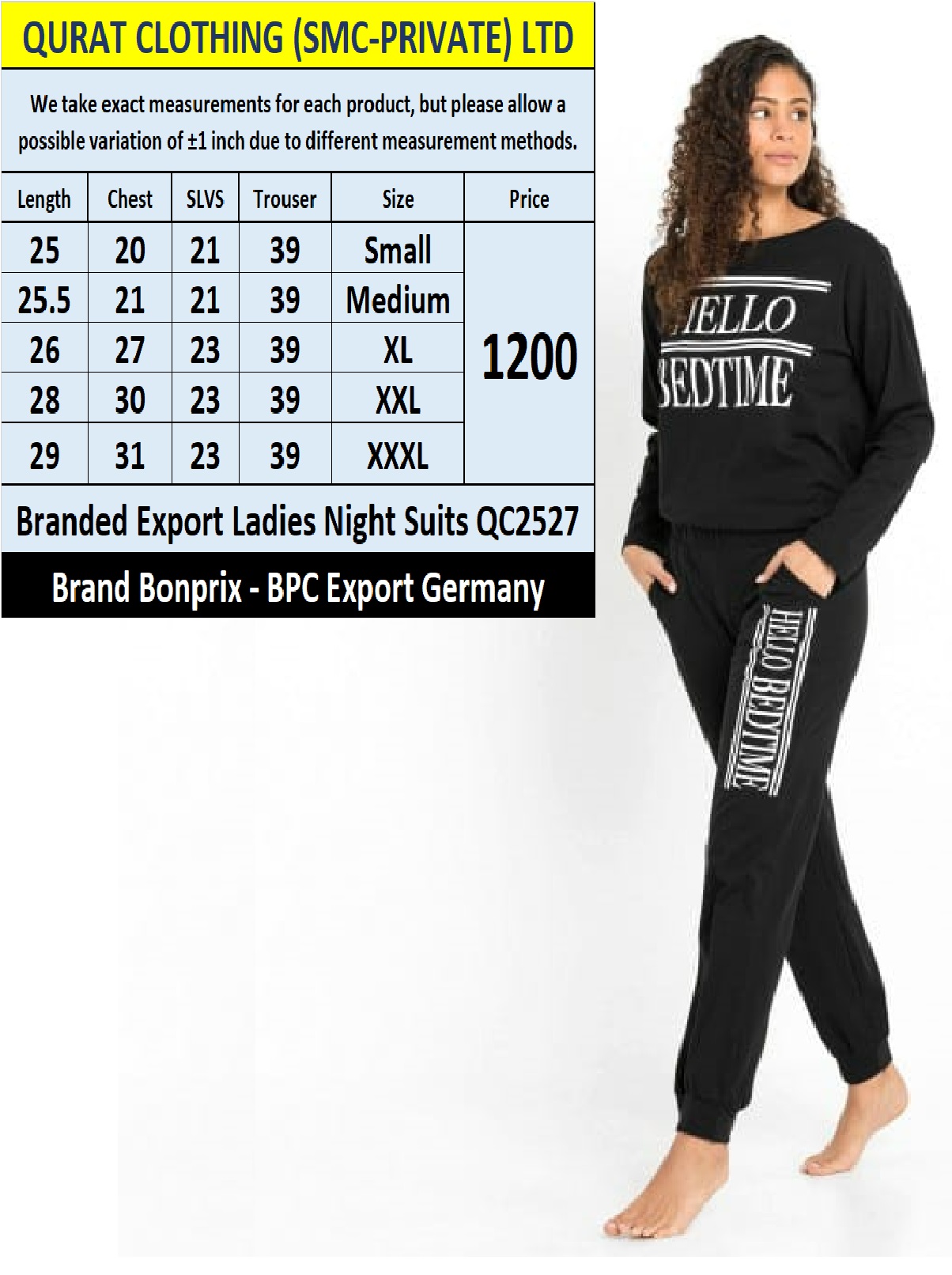 Bonprix - BPC Brand Ladies Night Suits QC2527 Export Germany