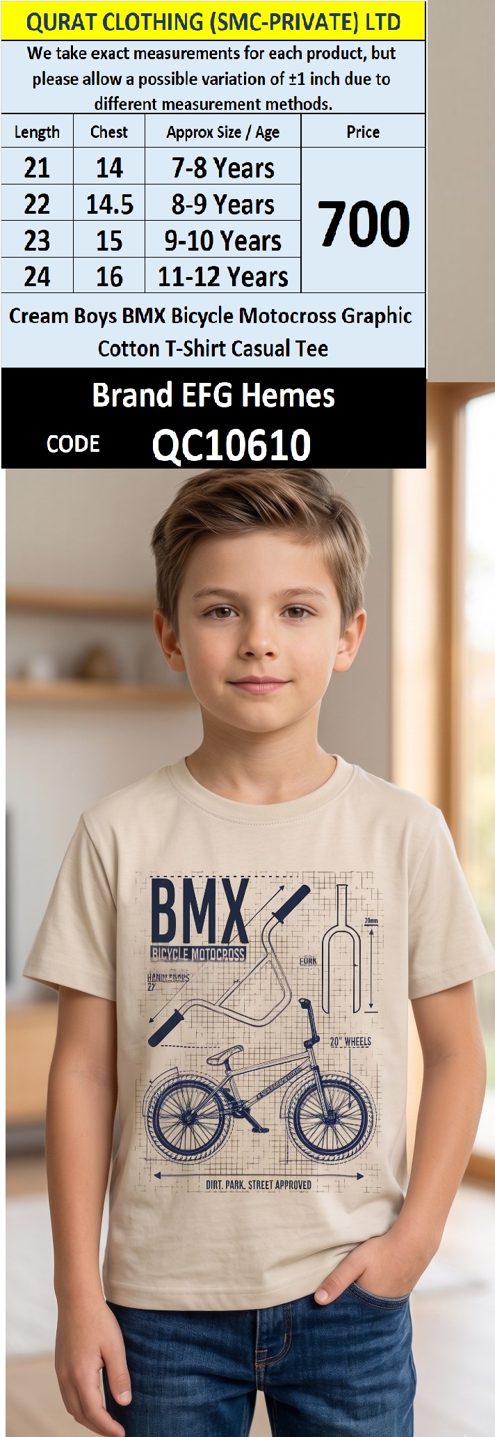 Cream Boys BMX Bicycle Motocross Graphic Cotton T-Shirt Casual Tee – QC10610