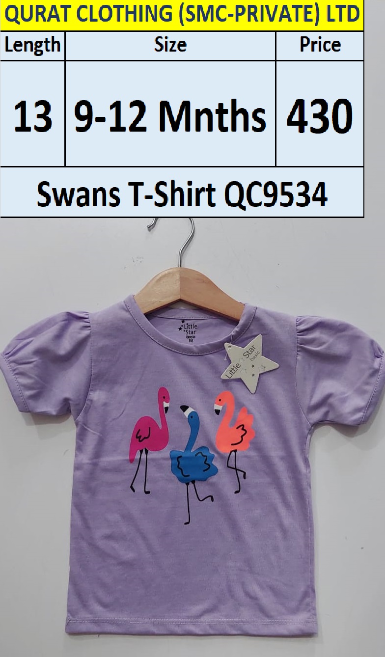 Purple T-shirt Swan Print QC9534 Brand Little Star 