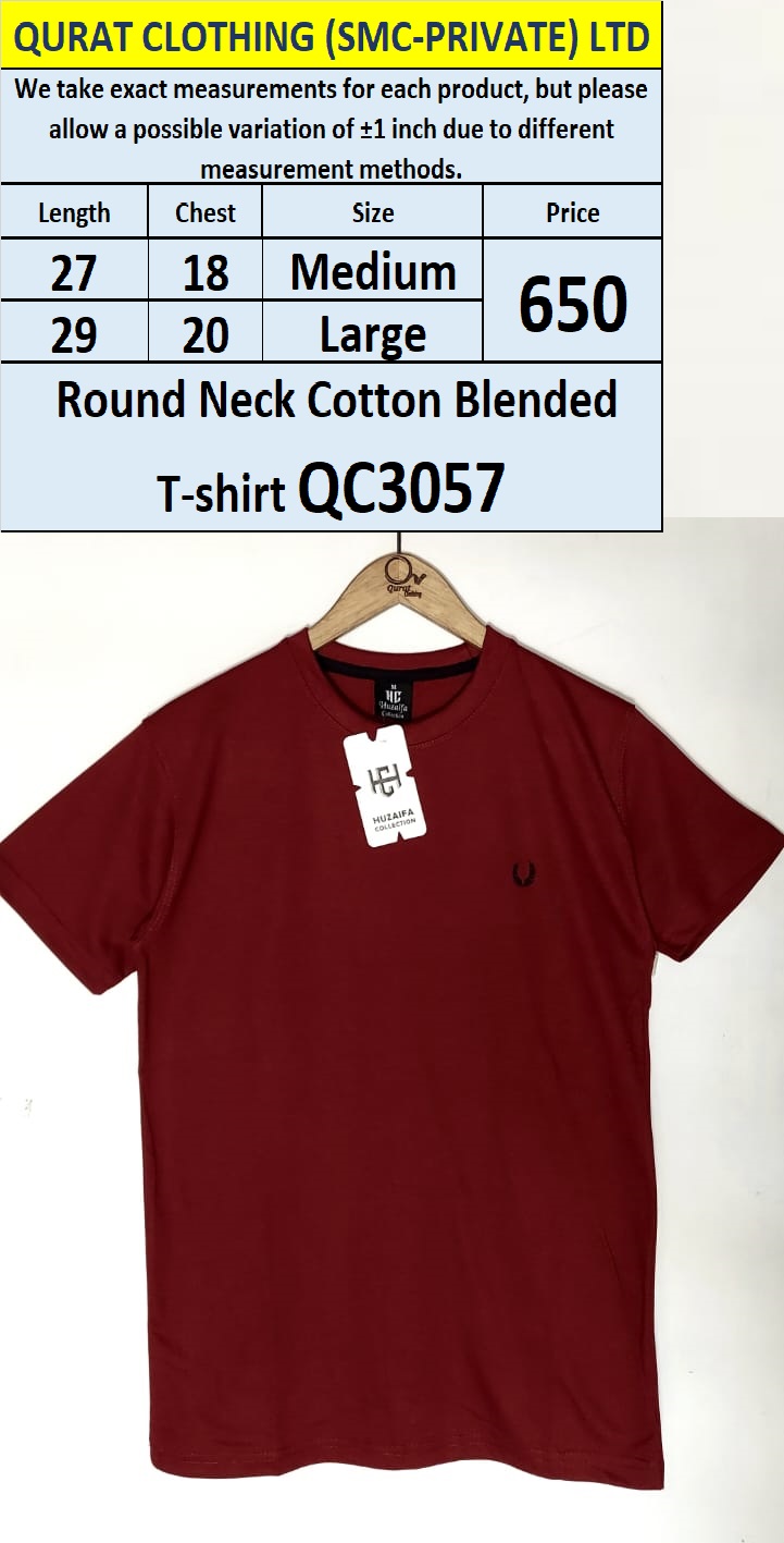 Round Neck Cotton Blended T-shirt QC3057
