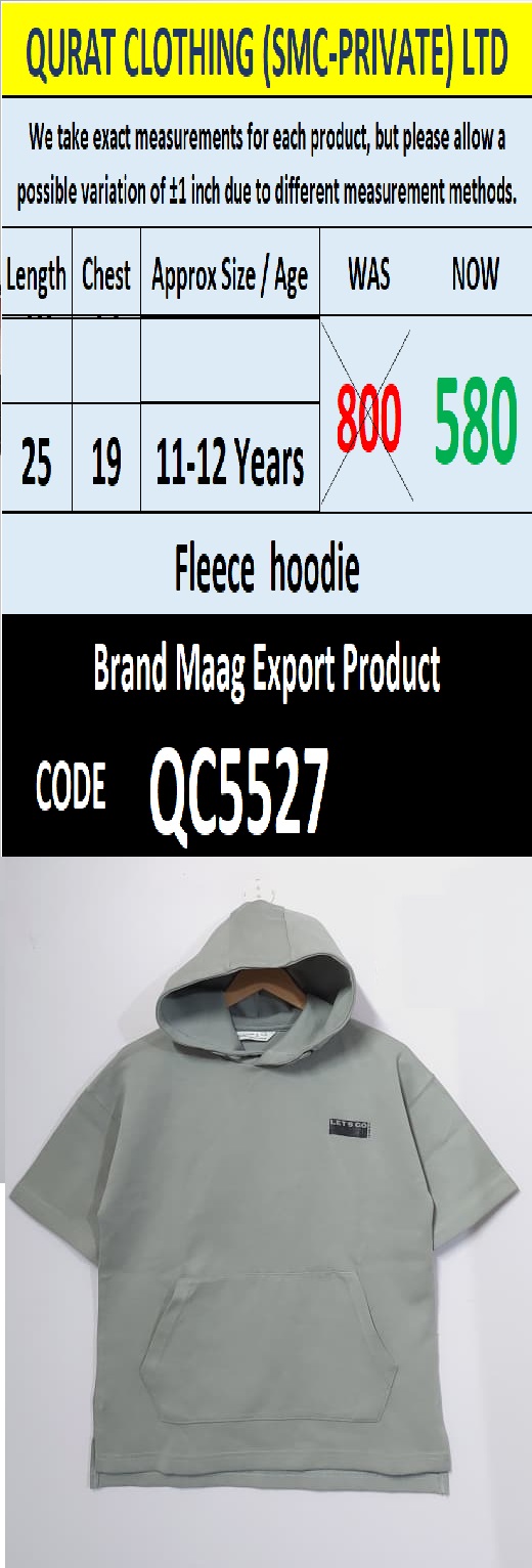 Branded Fleece Hoodie Export Product - QC5527